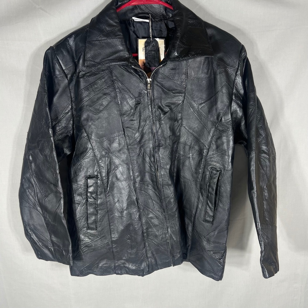 Flight Path Patchwork Leather Jacket Black Mens Size Medium